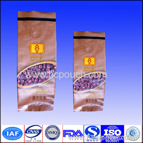 Side Gusseted Valve Aluminum Foil Coffee Pouch 
